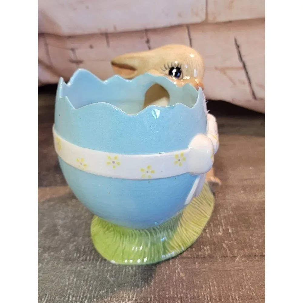Baby bunny Easter egg ceramic home‎ decor spring figure